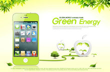 手机绿色能源2psd素材