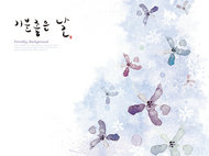 韩国花朵图案泼墨效果PSD素材