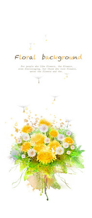 花卉与墨迹图案PSD素材
