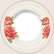 白瓷盘玫瑰底纹PSD素材