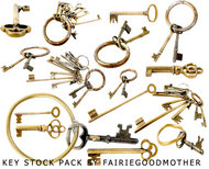 金色古代钥匙PSD素材