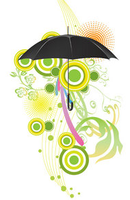 雨伞与时尚图案PSD素材