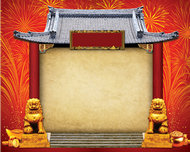 中国古代建筑大门PSD素材