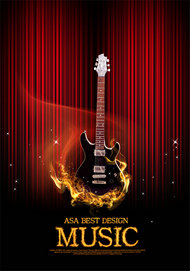 火焰电吉他海报PSD素材