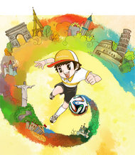 世界杯强国插画PSD素材