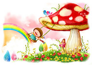 卡通蘑菇插画PSD素材