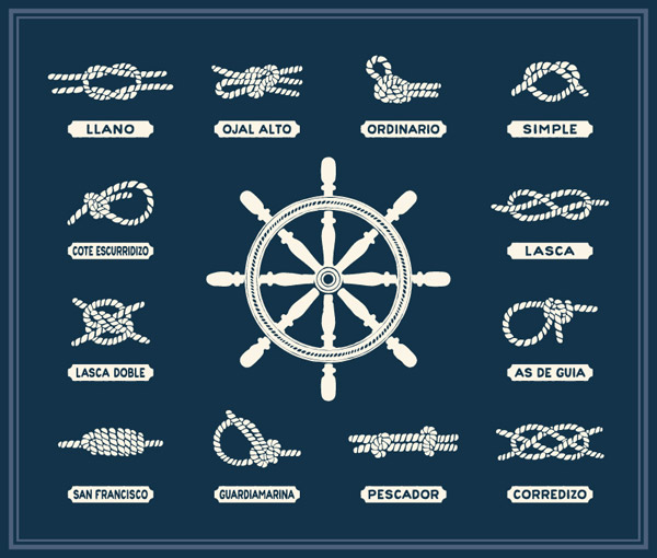 船舵与绳索矢量图 矢量图案素材 素彩网