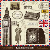 伦敦元素邮票戳印矢量图