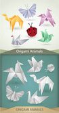 昆虫动物折纸设计矢量图