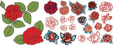玫瑰花画稿矢量图