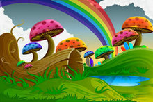 野外彩色蘑菇矢量图