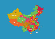 多彩色块中国地图矢量图