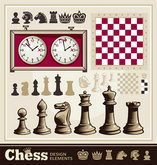 复古国际象棋相关元素矢量图