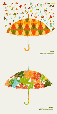 创意拼贴雨伞矢量素材