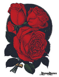 玫瑰花复古插画矢量素材