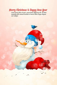 圣诞节可爱雪人海报矢量素材