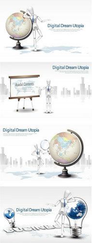 3D小人商务海报设计矢量素材