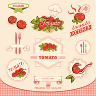 彩绘番茄标签矢量素材