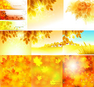 金黄树叶秋天背景矢量素材