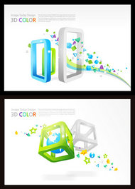 彩色3D图形海报矢量素材