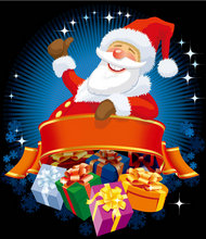 圣诞老人与礼物海报矢量素材