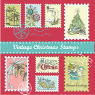 圣诞节复古主题邮票矢量素材