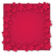 红色花朵剪纸边框背景矢量素材