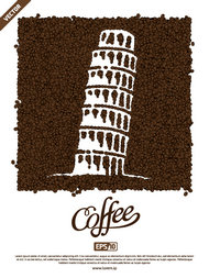 创意咖啡豆斜塔海报矢量素材