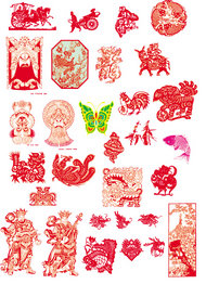 中国传统剪纸艺术矢量素材
