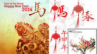 2014马年传统春节矢量素材