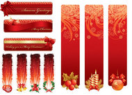 红色圣诞节banner横幅矢量素材
