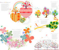 树木花朵装饰图案矢量图