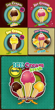 美味甜筒冰淇淋矢量图