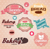 美味面包甜品标签矢量图