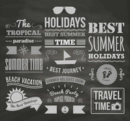 夏日度假主题字体矢量图