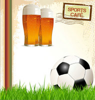 意啤酒与足球海报矢量图