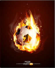 燃烧的足球矢量图