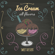 冰淇淋黑板菜单矢量图
