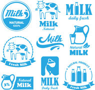 鲜奶标签矢量图