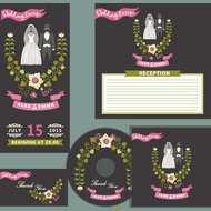 婚礼卡片与CD封面矢量图