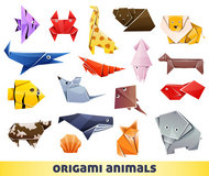 彩色折纸动物矢量图
