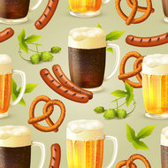 香肠与啤酒背景矢量图