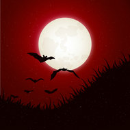 月夜蝙蝠背景矢量图