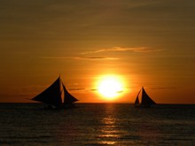 日落帆影图片