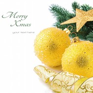 黄色圣诞球图片