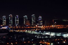 现代城市灯光夜景图片
