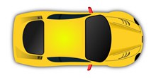 黄色小汽车俯视图精美图片