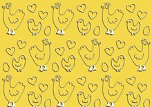 黄色卡通公鸡花纹素材精美图片