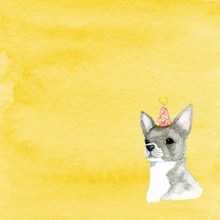 手绘卡通小狗黄色背景图片素材