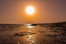 黄昏海滩夕阳高清图片